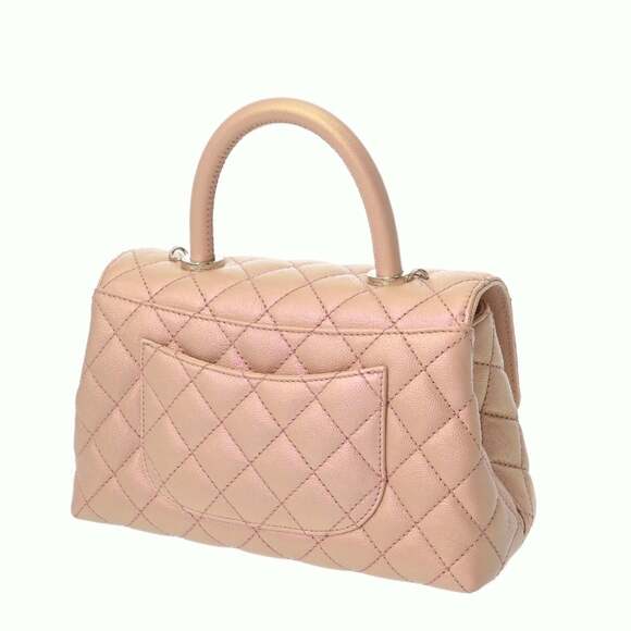 CHANEL Matelassé Top Handle Flap Bag XS Metallic Pink A92990 Women's Caviar S... - Picture 3 of 11